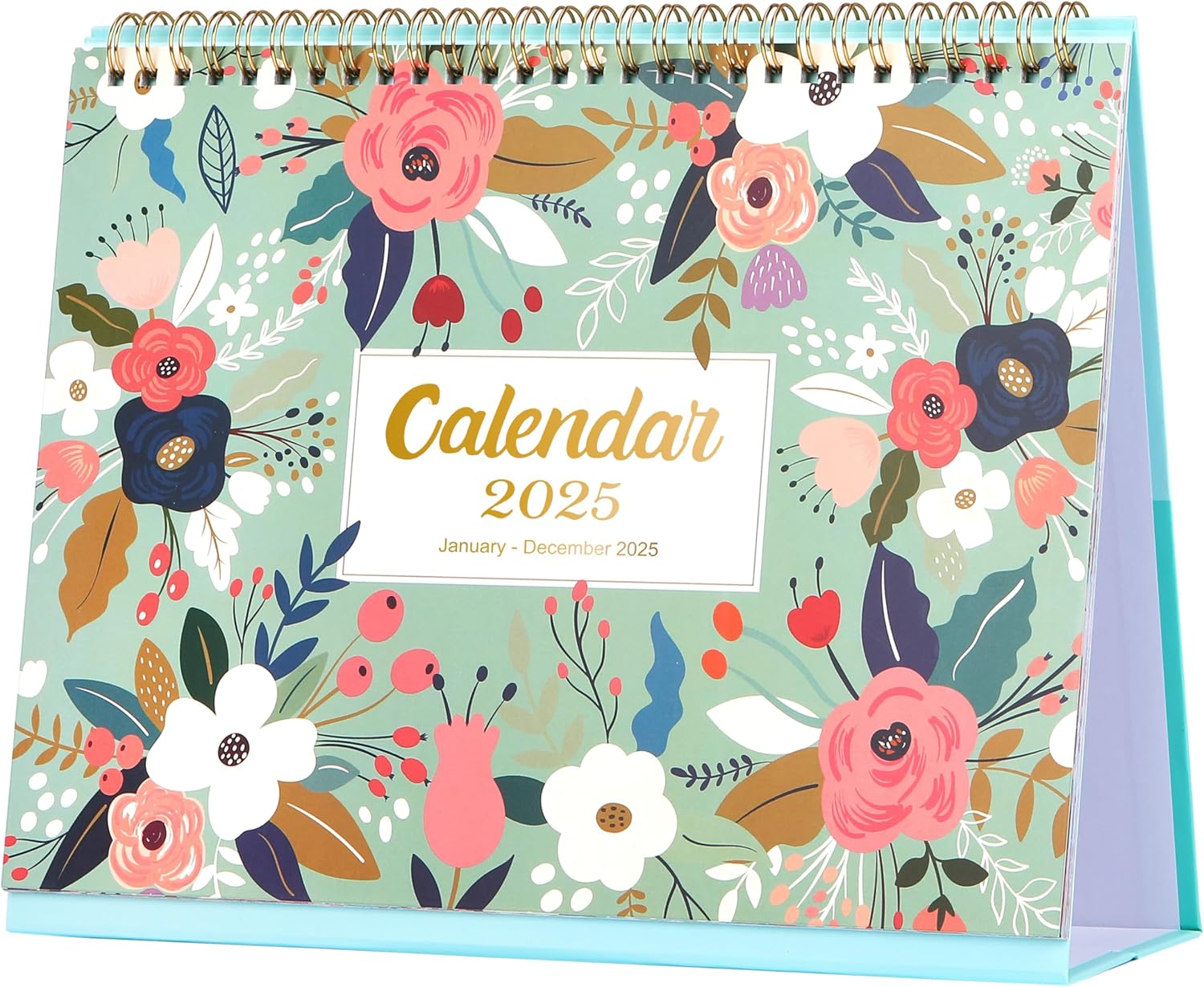 2025 Desk Calendar - Standing Flip 2025 Desktop Calendar with Thick Paper, 9.8" x 8.3", Jan. 2025 - Dec. 2025, Memo Pages + Twin-Wire Binding + Unruled Blocks - Green and Pink